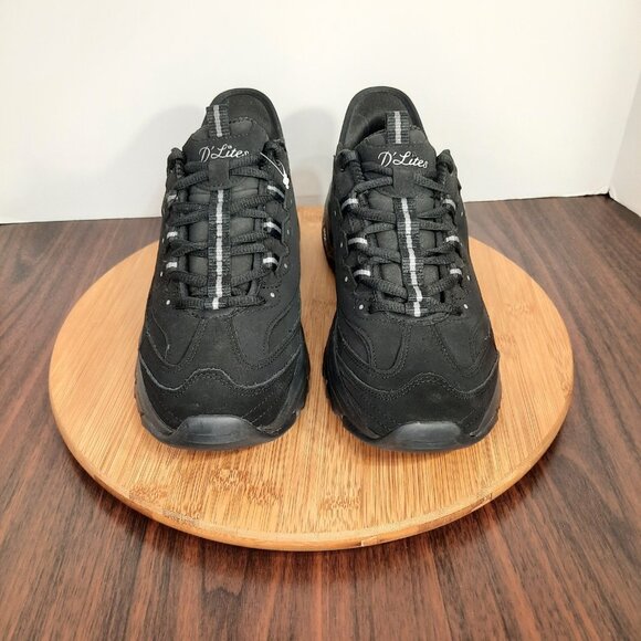 Skechers Slip Ins D'Lites Womens Size 9 Shoes Black Step In Walking Sneakers NEW - Picture 2 of 11